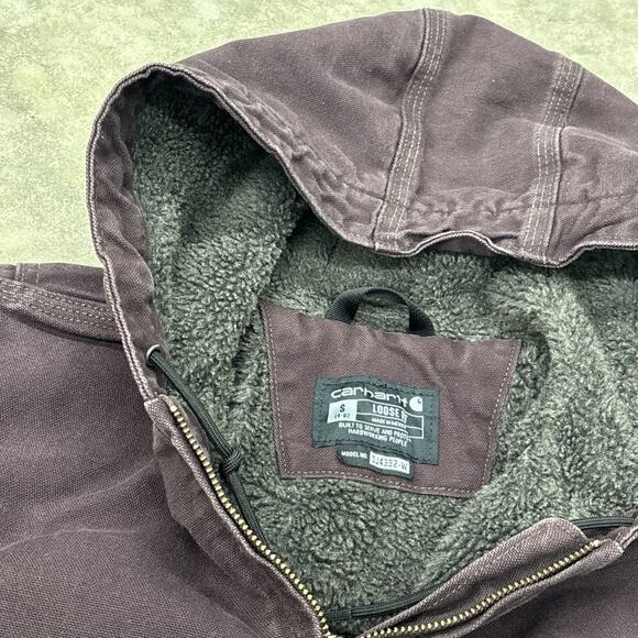 Carhartt Womens Sherpa Lined Jacket Coat Purple Women S Hooded Zip Plum Faded - Picture 7 of 13